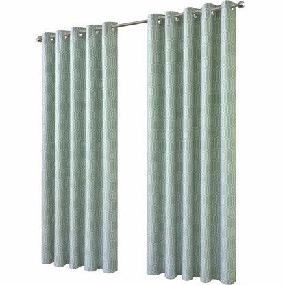 Paris Eyelet Jacquard Curtains Sage Green Geometric Pattern Thermal Insulated Light Blocking for Bedroom Lounge by OLIVIA ROCCO