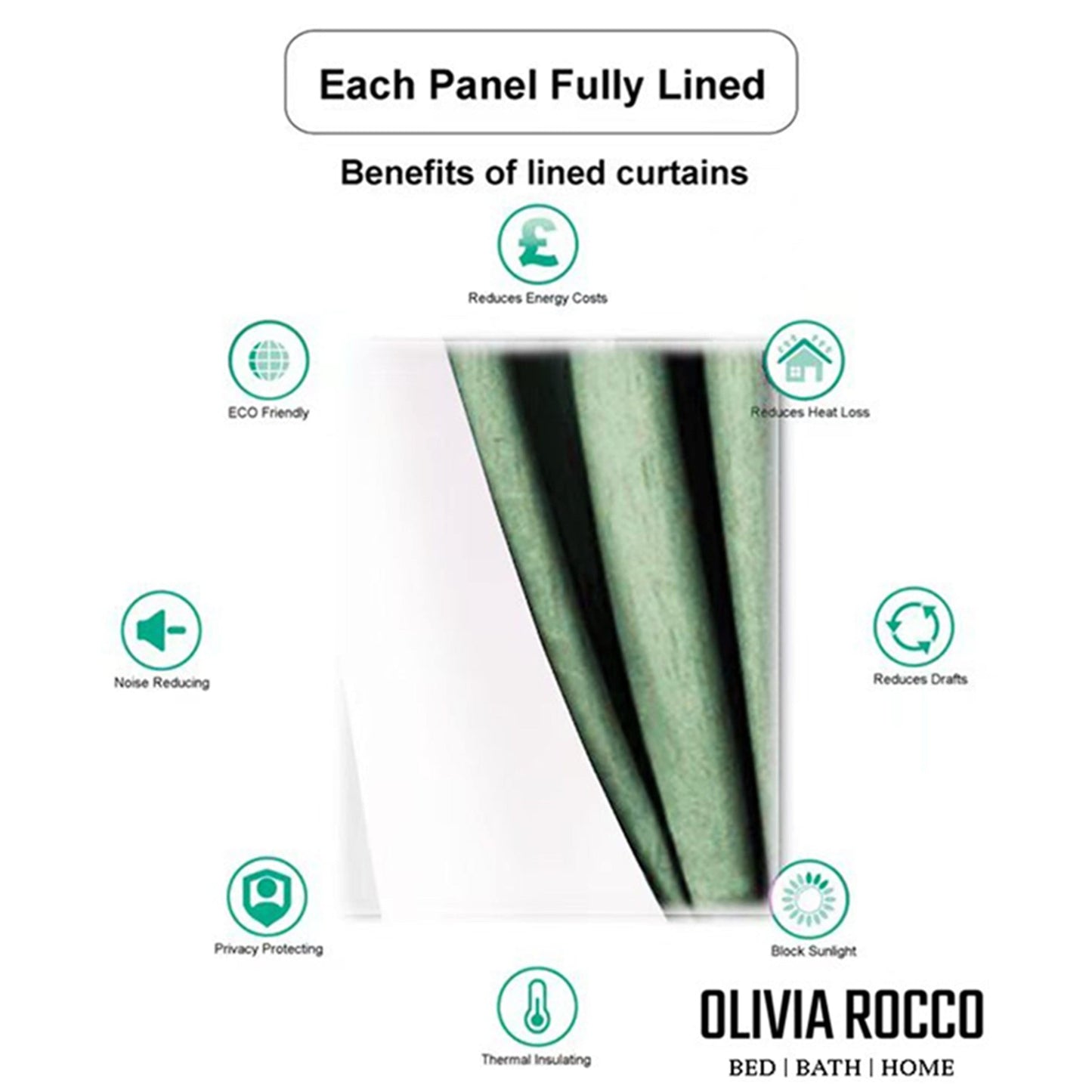 Paris Eyelet Jacquard Curtains Sage Green Geometric Pattern Thermal Insulated Light Blocking for Bedroom Lounge by OLIVIA ROCCO