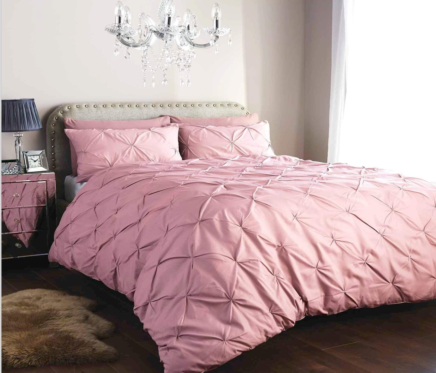 Pintuck Elegance Luxurious Cotton Rich Duvet Cover Set with Handmade Pinch Pleats Available in Single Double King and Super King Sizes OEKO-TEX Certified by OLIVIA ROCCO