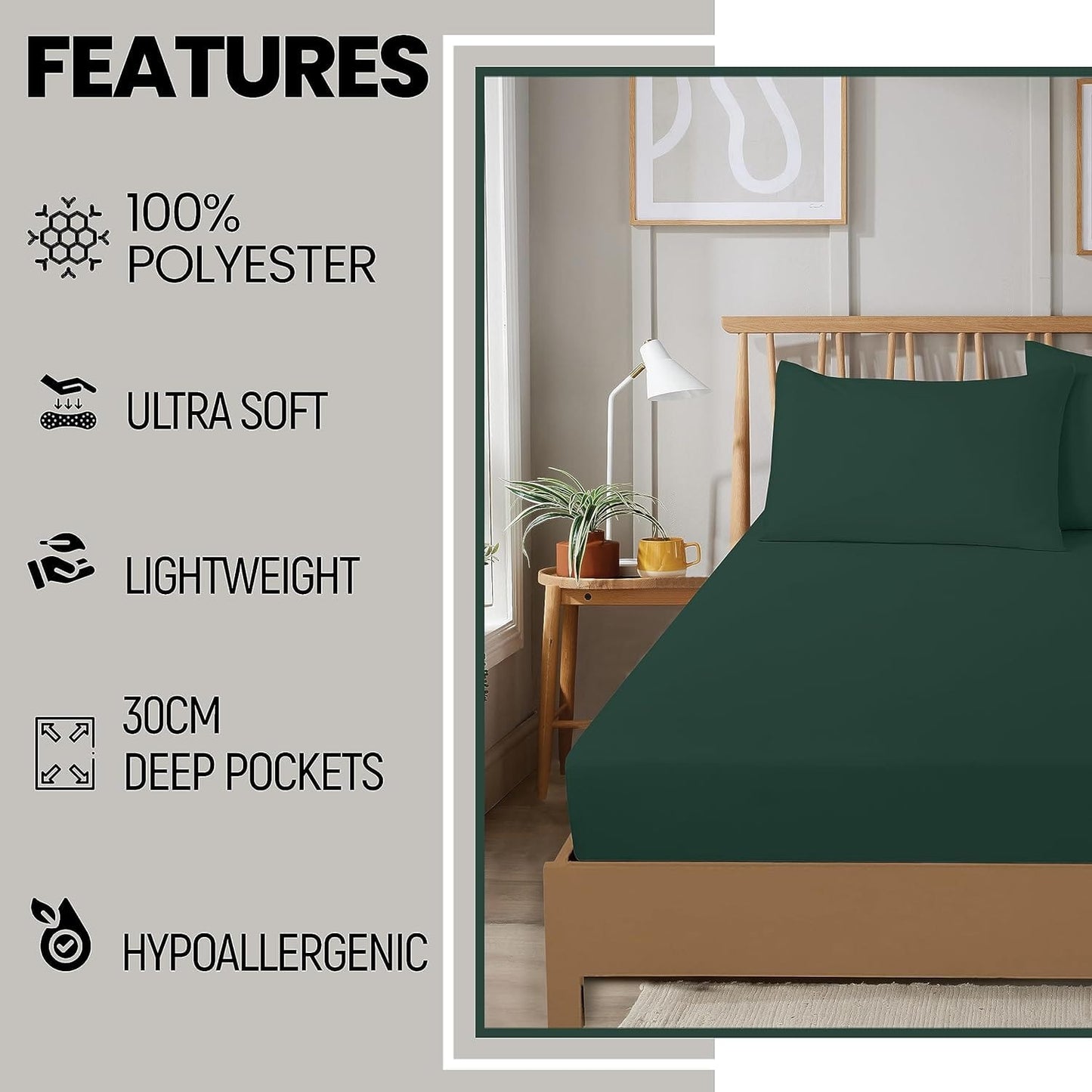 Plain Dye Luxurious Super Soft Fitted Sheets Easy Care Bed Linen Sets Multiple Colours Single Double King 3/4 Sizes by OLIVIA ROCCO