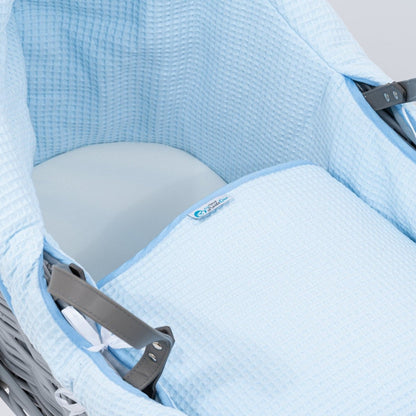 Pod Blue Waffle Moses Basket Bedding Set