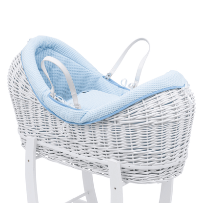 Pod Blue Waffle Moses Basket Bedding Set
