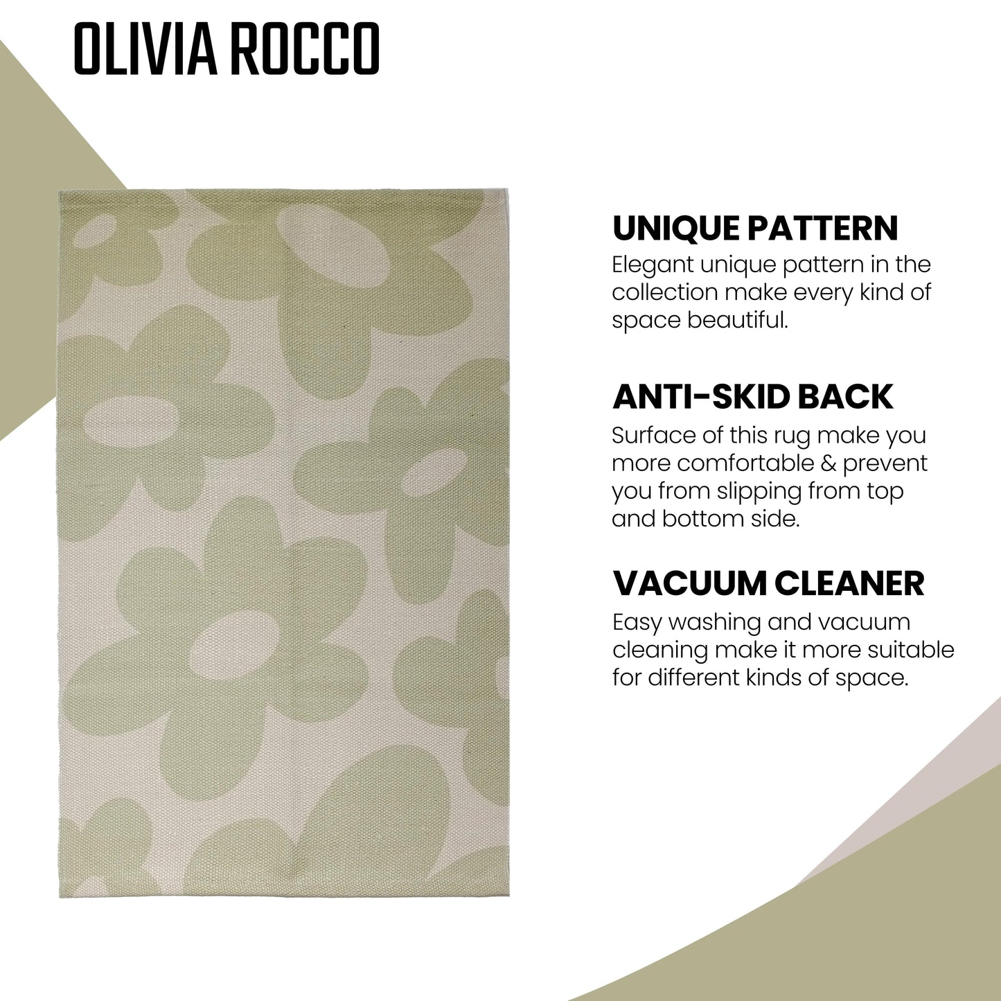 Printed Rug Jardin Design Modern Non-Slip Soft Durable Floor Rug for Living Room Bedroom Office by OLIVIA ROCCO