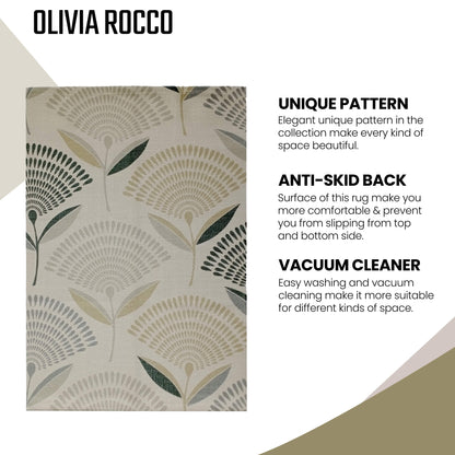 Printed Rug Linnea Design Modern Non-Slip Soft Durable Floor Rug for Living Room Bedroom Office by OLIVIA ROCCO