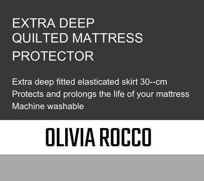 Superb Quilted Extra Deep Mattress Protector Microfibre Top for All Bed Sizes Premium Bedding Protection by OLIVIA ROCCO