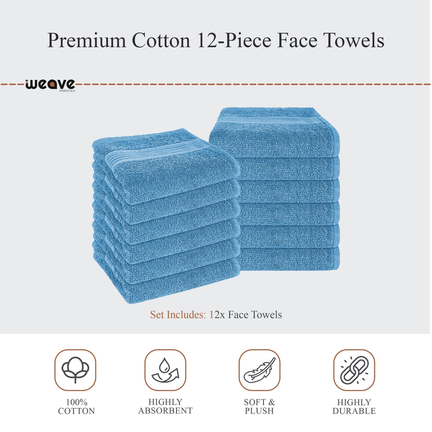 Rhodes Towel Aqua 100% Cotton Hotel Quality Soft Super Absorbent Hand Bath Towels, Sheets & Face Cloths by OLIVIA ROCCO