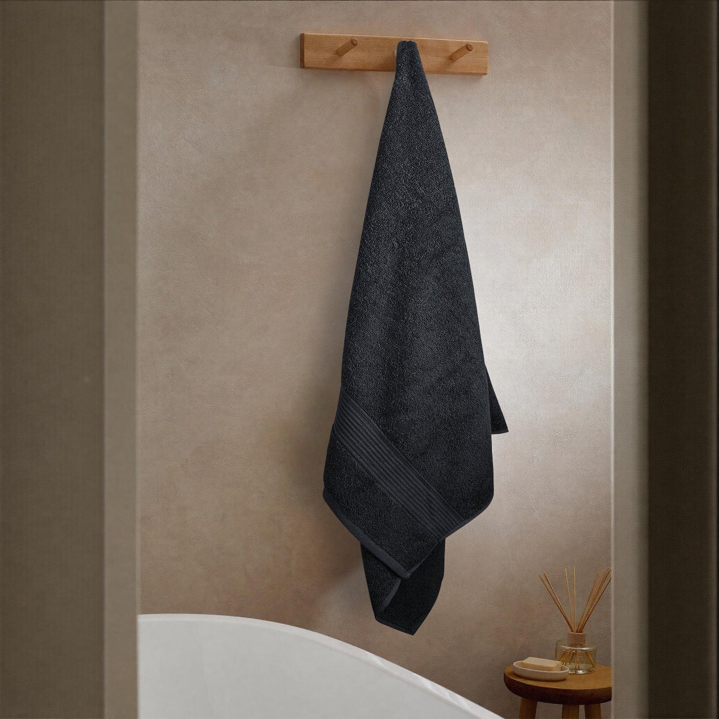 Rhodes Towel Black 100% Cotton Hotel Quality Soft Super Absorbent Hand Bath Towels, Sheets & Face Cloths by OLIVIA ROCCO