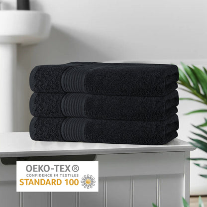 Rhodes Towel Black 100% Cotton Hotel Quality Soft Super Absorbent Hand Bath Towels, Sheets & Face Cloths by OLIVIA ROCCO