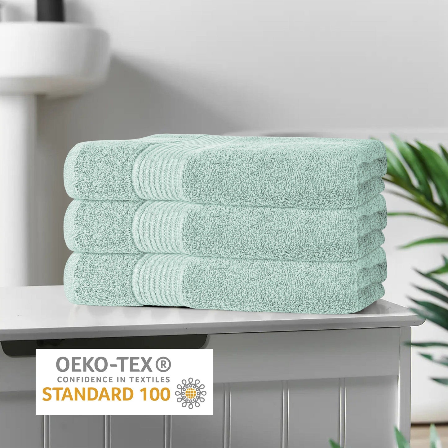Rhodes Towel Seafoam 100% Cotton Hotel Quality Soft Super Absorbent Hand Bath Towels, Sheets & Face Cloths by OLIVIA ROCCO