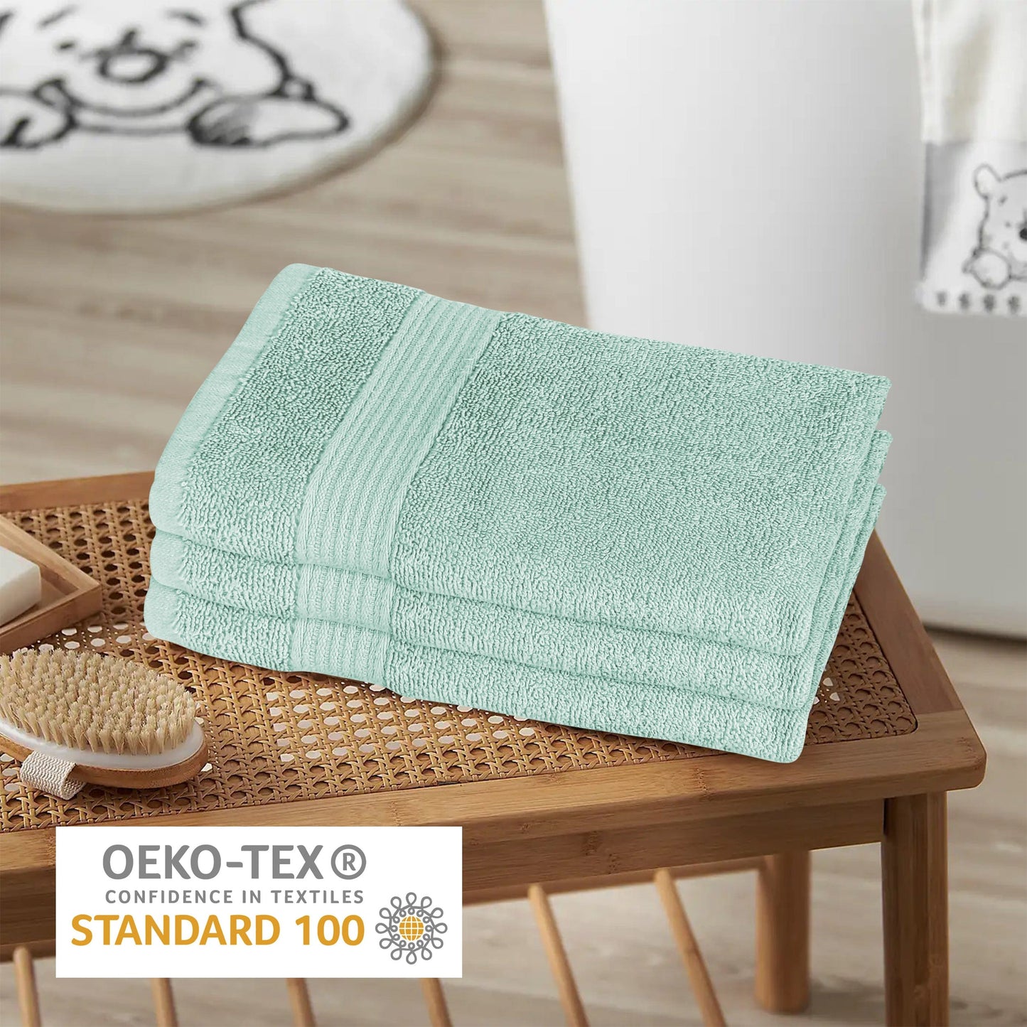 Rhodes Towel Seafoam 100% Cotton Hotel Quality Soft Super Absorbent Hand Bath Towels, Sheets & Face Cloths by OLIVIA ROCCO