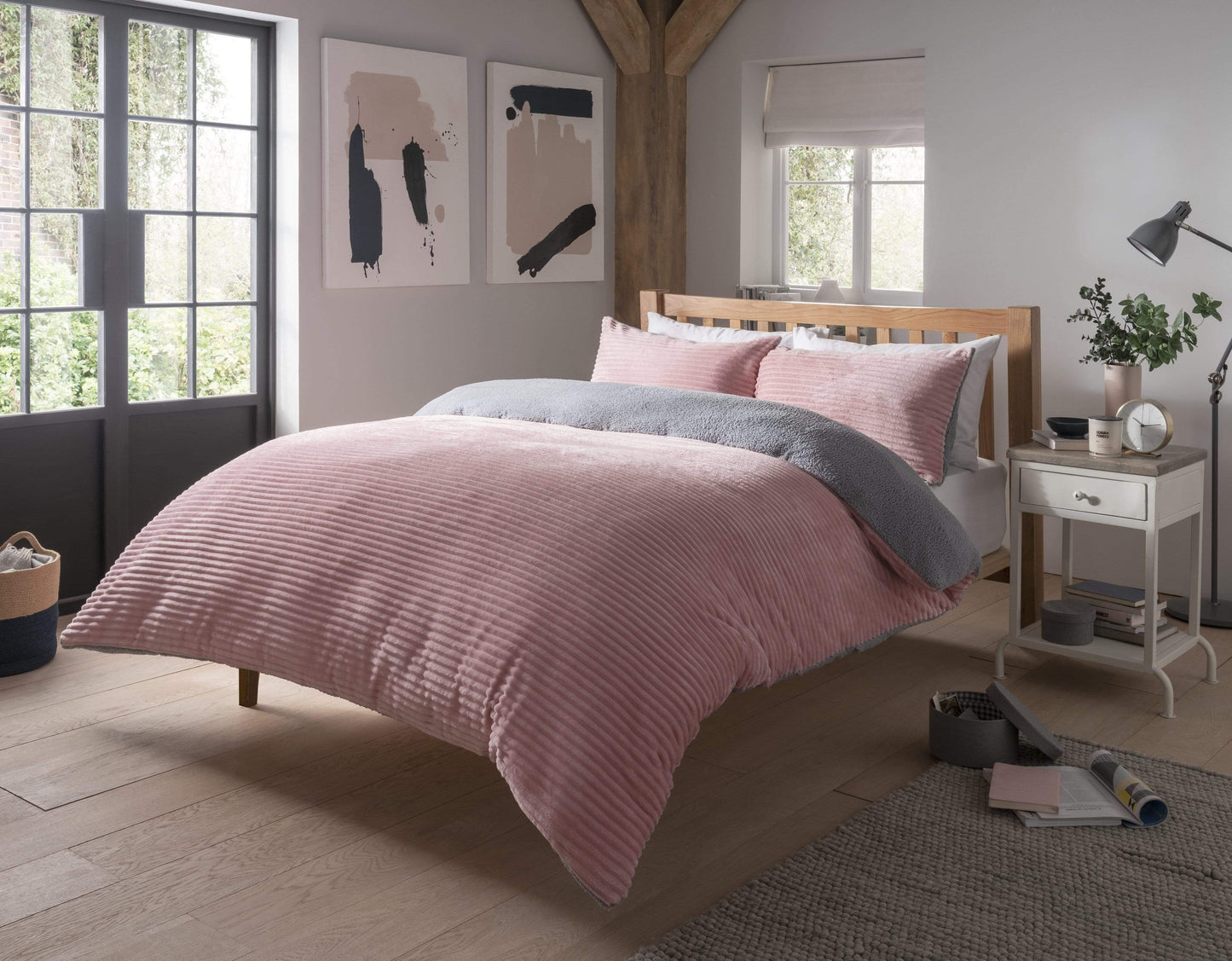 Ribbed Fleece Reversible and Plush Teddy Duvet Set for Cosy Winter Nights Multiple Sizes & Elegant Colours OEKO-TEX Certified by OLIVIA ROCCO