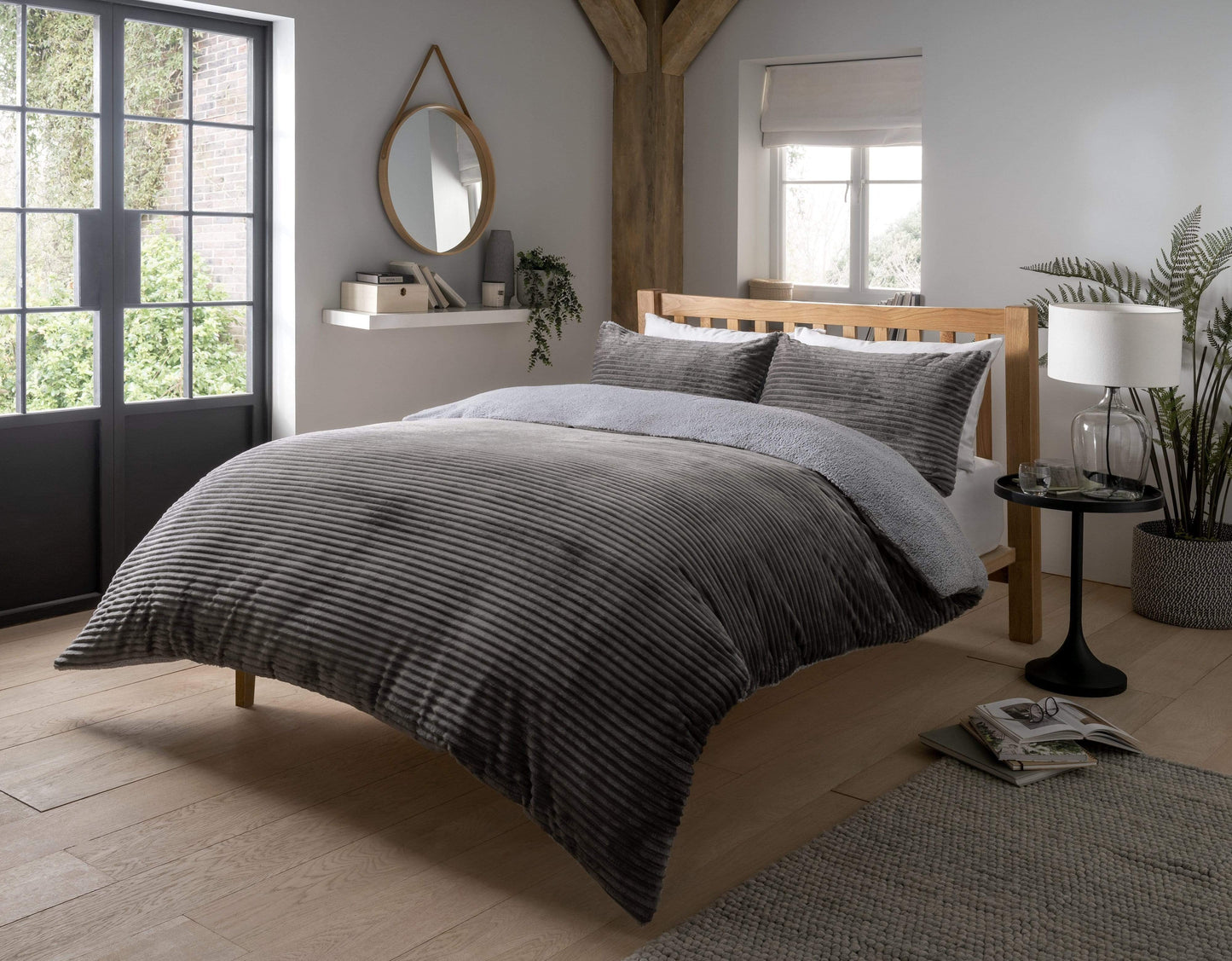 Ribbed Fleece Reversible and Plush Teddy Duvet Set for Cosy Winter Nights Multiple Sizes & Elegant Colours OEKO-TEX Certified by OLIVIA ROCCO