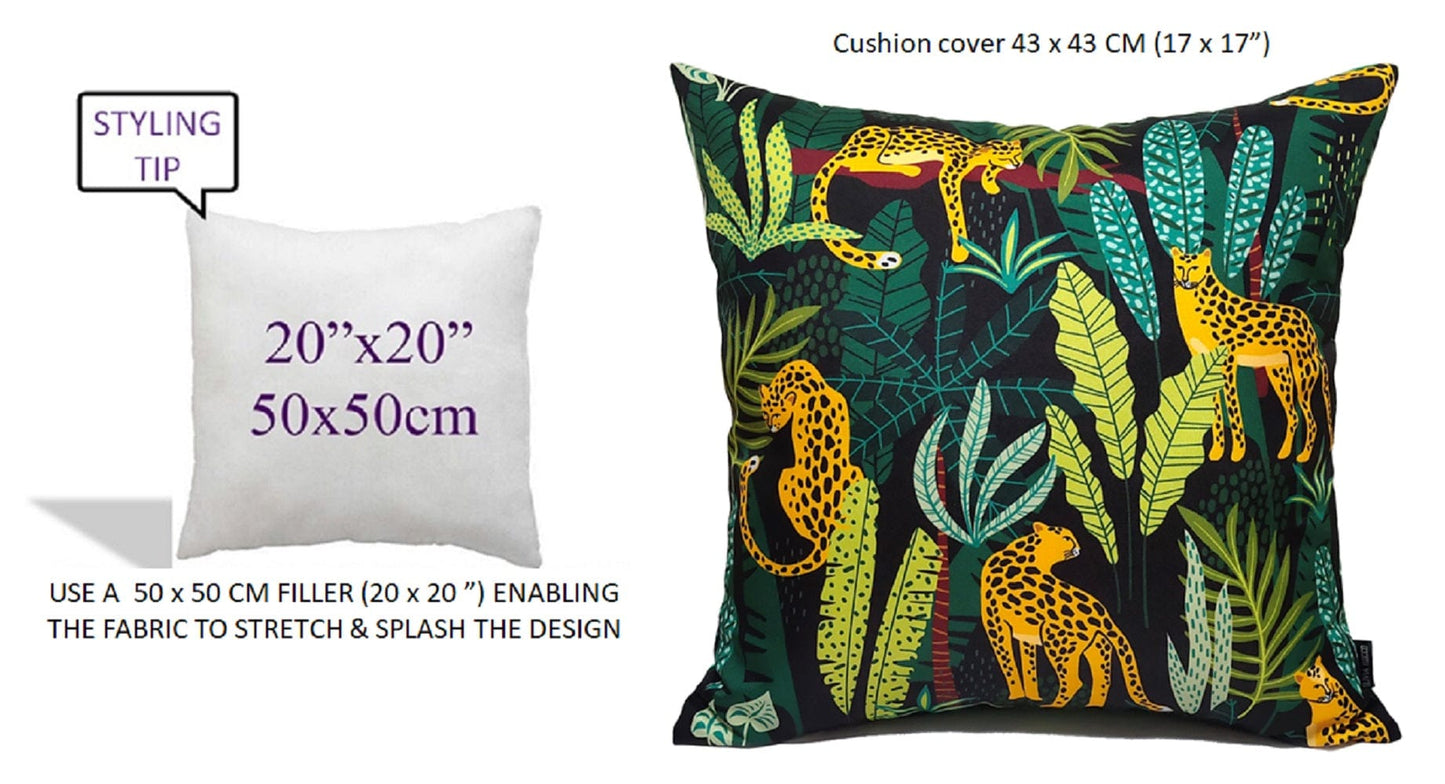 Safari Outdoor Waterproof Cushions 43x43cm Premium Comfort Durable Hollow-Fibre Filled Water-Resistant Stylish Decor for Patio Garden Beach Travel by OLIVIA ROCCO