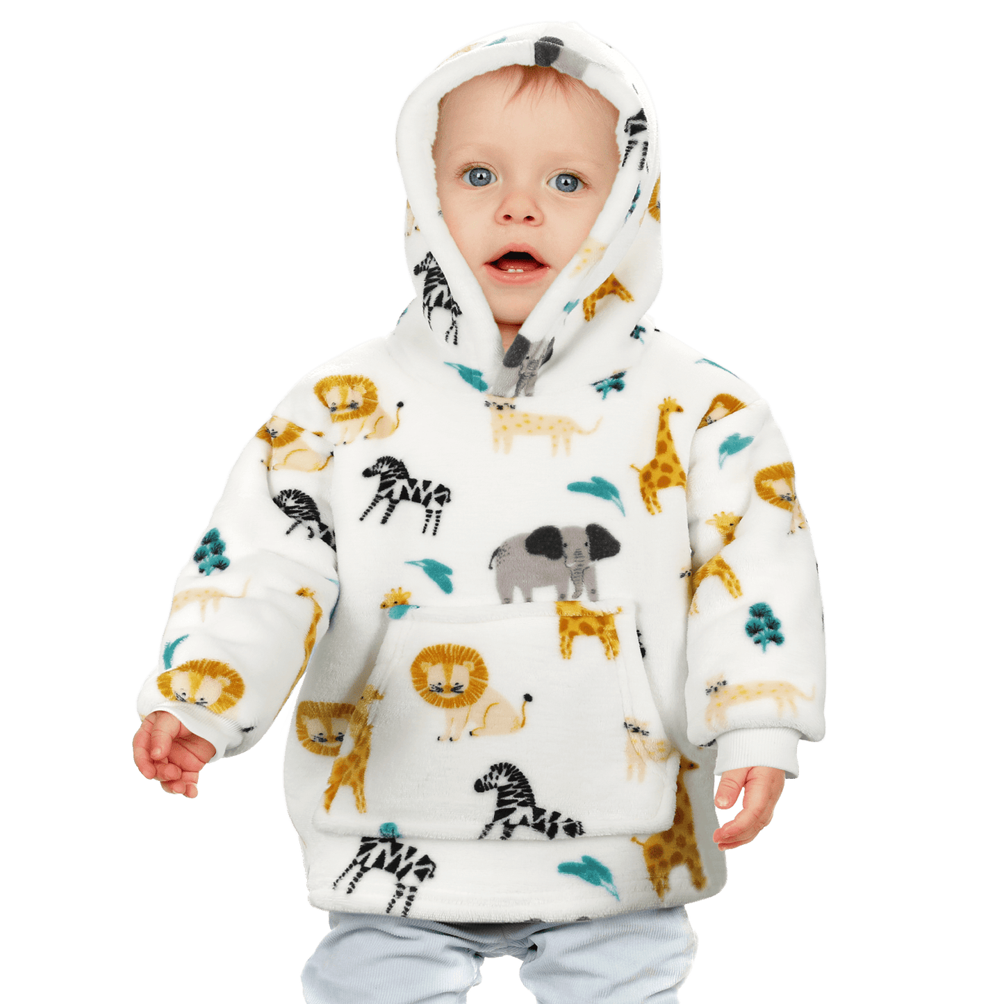 Safari & Sloth Infant Hooded Blanket with Pocket for Toddlers Ages 0-2 Warm Unisex Loungewear by Daisy Dreamer