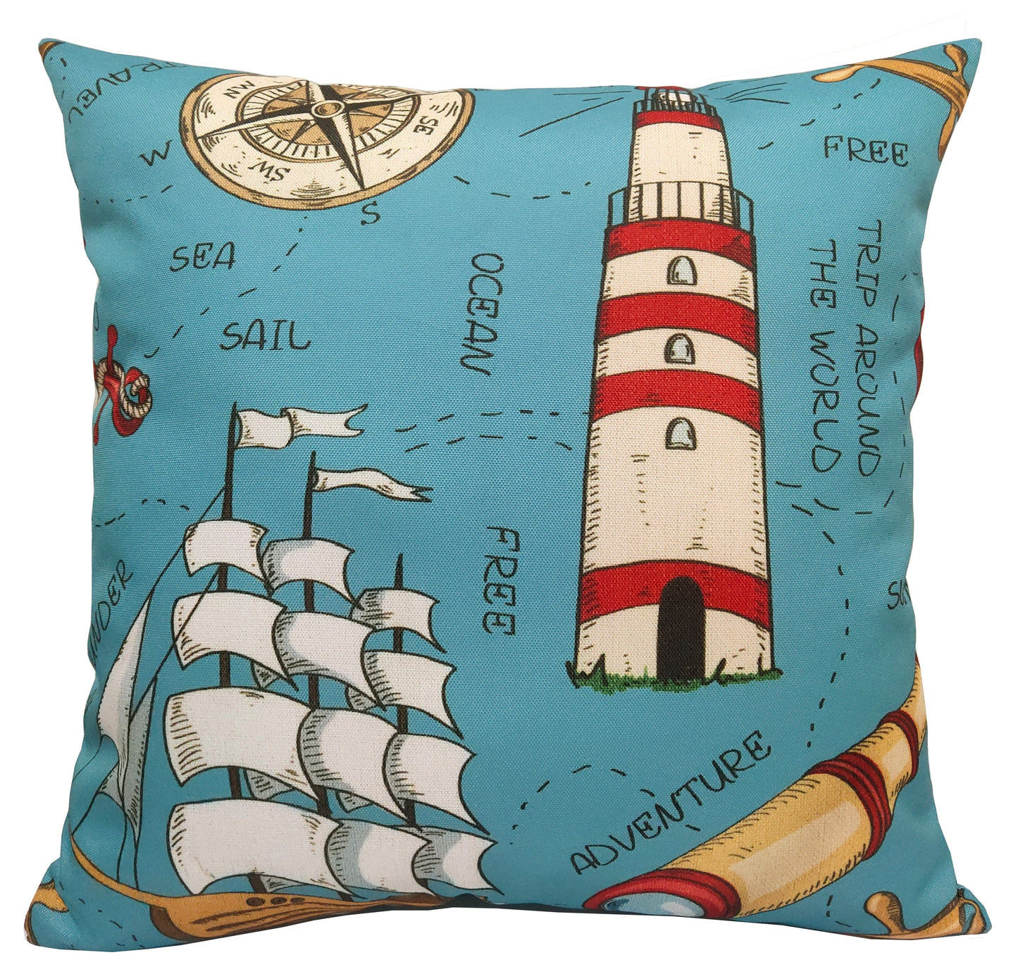 Seaside Coastal Style Water Resistant Patio Garden Cushions 17 x 17 Inches Durable Decorative Throw Pillows for Indoor Outdoor Use by OLIVIA ROCCO