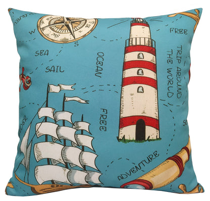 Seaside Coastal Style Water Resistant Patio Garden Cushions 17 x 17 Inches Durable Decorative Throw Pillows for Indoor Outdoor Use by OLIVIA ROCCO
