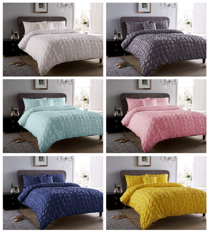 Seville Luxury Cotton-Rich Duvet Set with Handmade Pintuck Detailing Super Soft Bedding for All Sizes by OLIVIA ROCCO