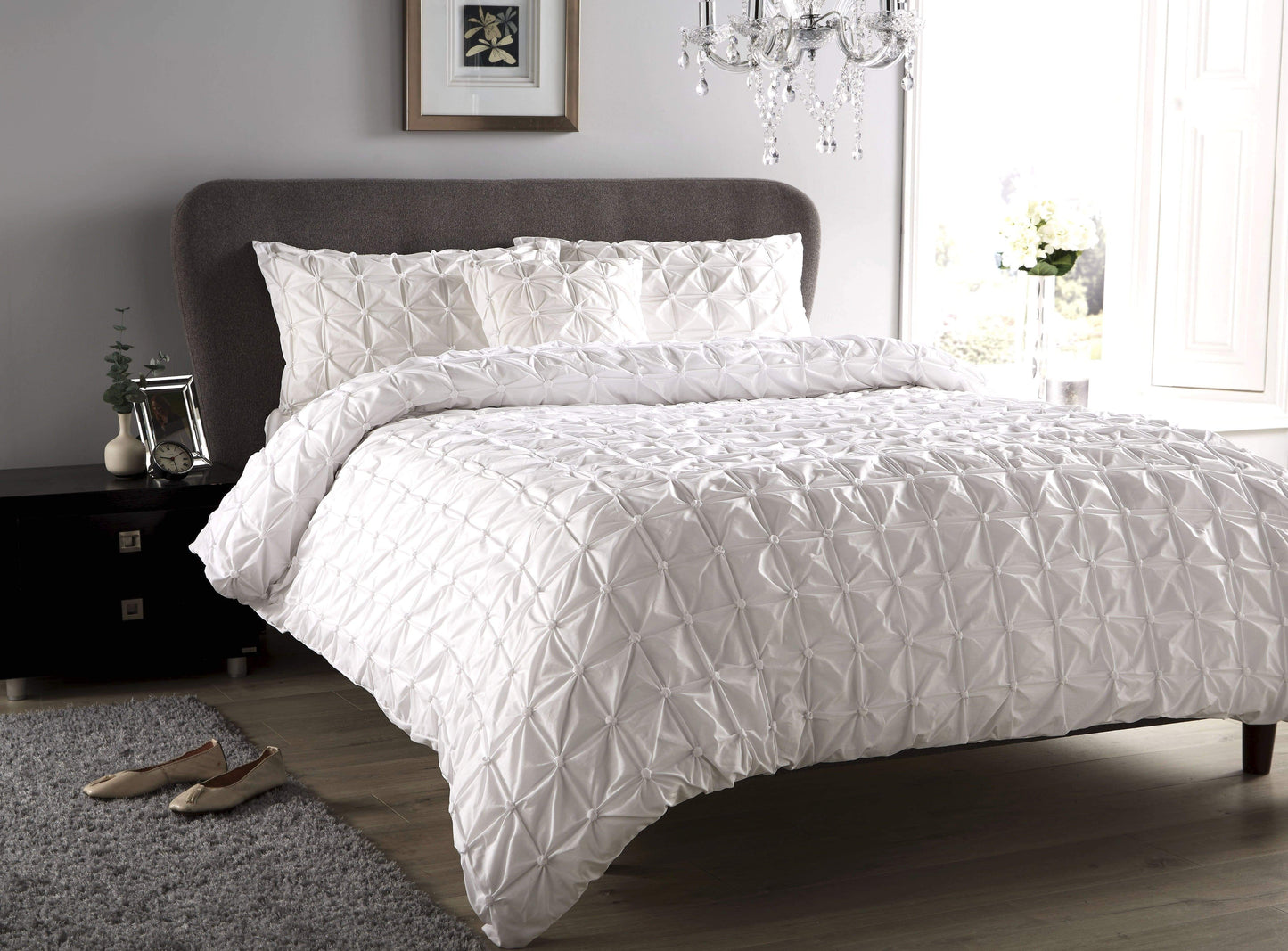 Seville Luxury Cotton-Rich Duvet Set with Handmade Pintuck Detailing Super Soft Bedding for All Sizes by OLIVIA ROCCO