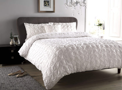 Seville Luxury Cotton-Rich Duvet Set with Handmade Pintuck Detailing Super Soft Bedding for All Sizes by OLIVIA ROCCO
