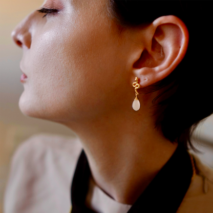 Medusa Small Gemstone Drop Earrings White Agate