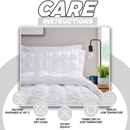 Soho White Microfibre Duvet Cover Set with Pillowcases Quilted Super Soft Easy Care Bedding Bed Linen Set by OLIVIA ROCCO