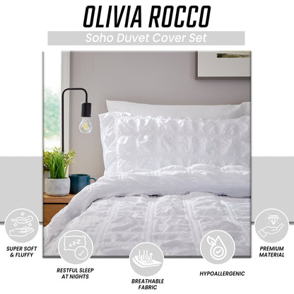 Soho White Microfibre Duvet Cover Set with Pillowcases Quilted Super Soft Easy Care Bedding Bed Linen Set by OLIVIA ROCCO