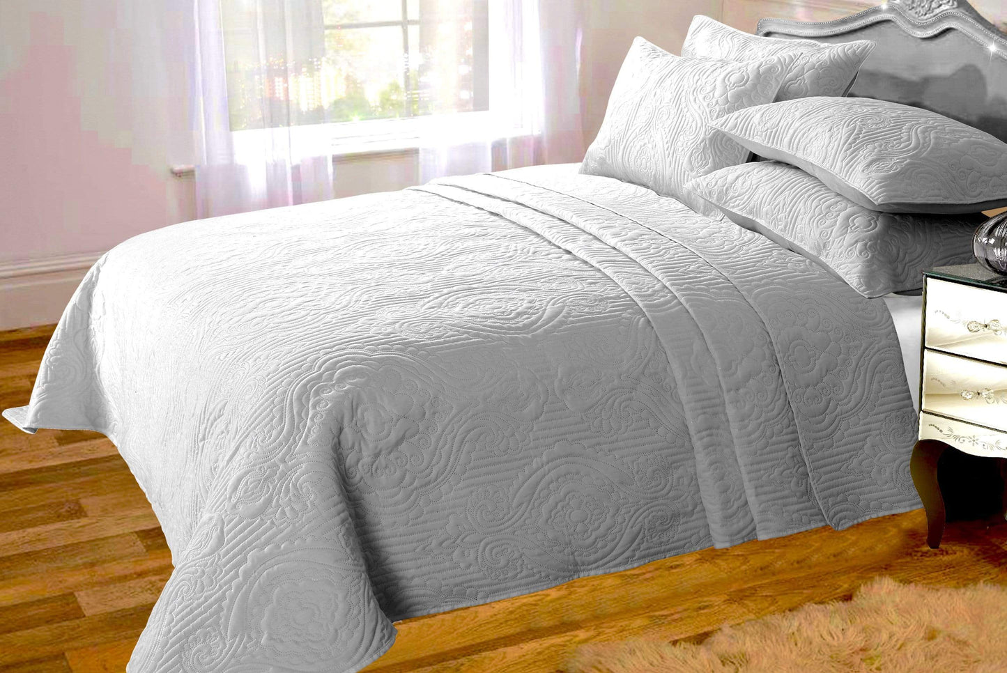 Sorrento Luxurious Embossed Quilted Bedspread Set with Versatile Comfort Ideal for Sofa or Bedding Available in Multiple Colours and Sizes by OLIVIA ROCCO
