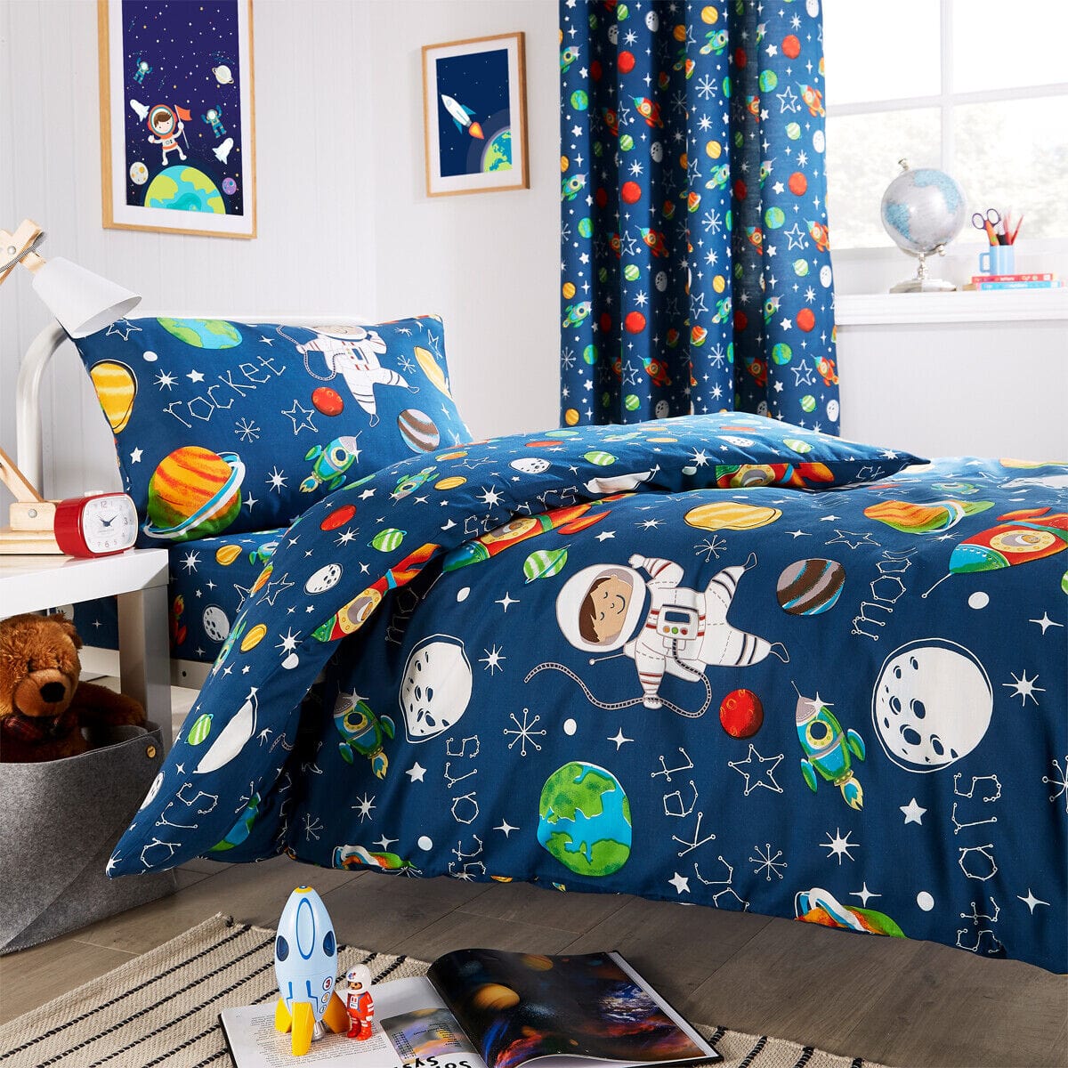 Space Explorer Kids Duvet Cover Set with Pillowcase Cotton Blend Space Themed Bedding for Boys and Girls Bedroom Decor by OLIVIA ROCCO