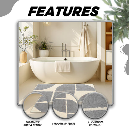 Stockholm Bath Mat Non Slip Backing Super Soft Water Absorbent Cotton Blend Mats Quick-Drying Bathroom Toilet Floor Rug by OLIVIA ROCCO