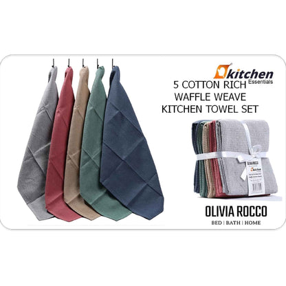 20 Pack Tea Towel Waffle Kitchen Tea Towels Cotton Absorbent Long Lasting Catering Bar Dish Towel Assorted by OLIVIA ROCCO