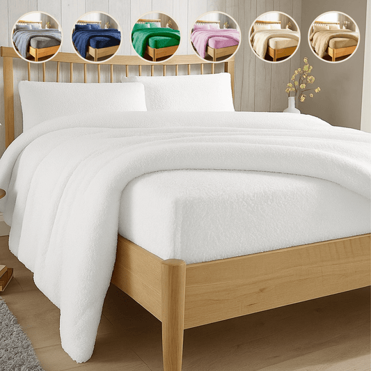 Teddy Fleece Extra Deep Fitted Sheet Plush Super Soft Warm Bedding for Winter Snug Fit Elastic Edges Multiple Sizes Stylish Colours Fluffy Bedding by OLIVIA ROCCO