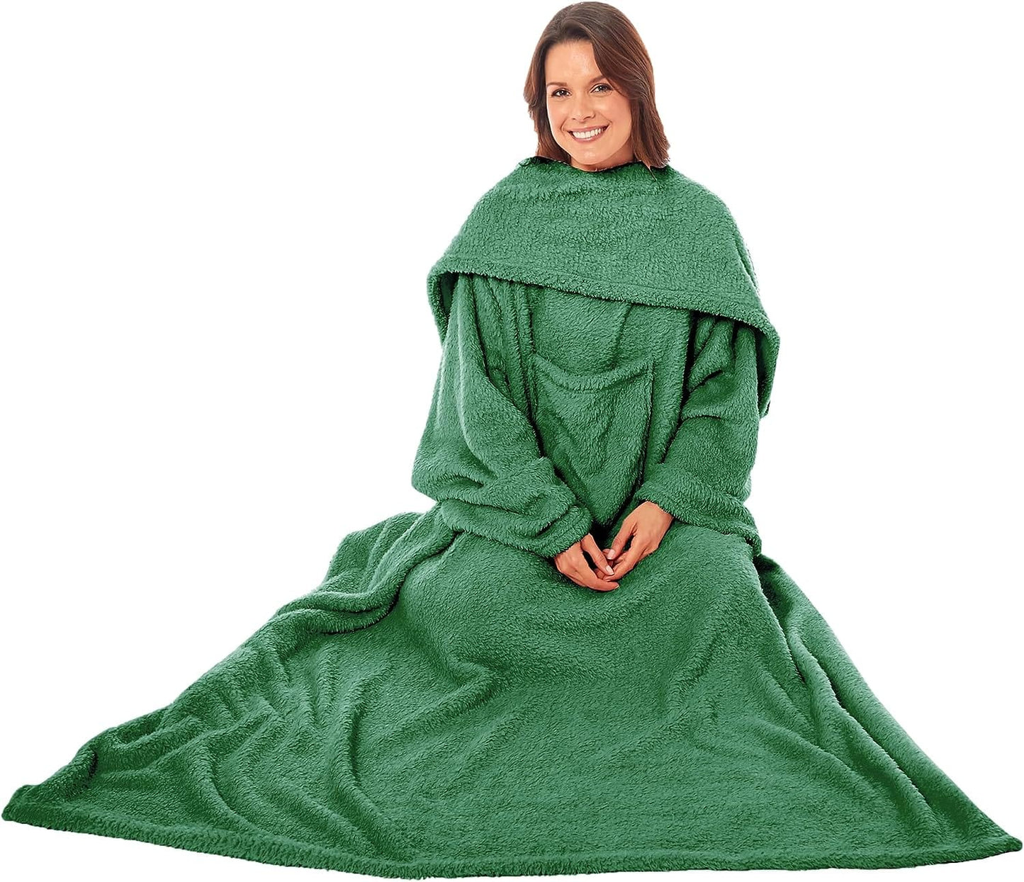 Ultra Soft Cozy Fleece Wearable TV Blanket with Sleeves and Pocket Throw for Lounging and Reading for Women and Men 140x183cm Multiple Colors by OLIVIA ROCCO