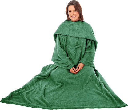 Ultra Soft Cozy Fleece Wearable TV Blanket with Sleeves and Pocket Throw for Lounging and Reading for Women and Men 140x183cm Multiple Colors by OLIVIA ROCCO