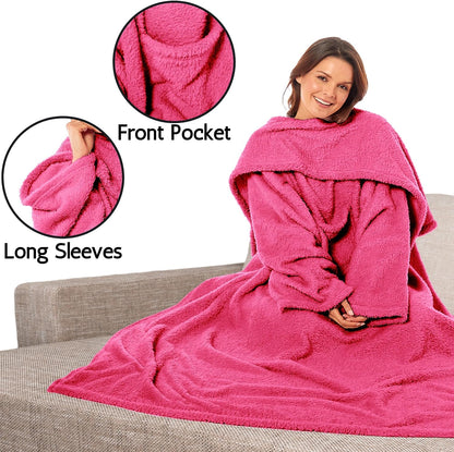 Ultra Soft Cozy Fleece Wearable TV Blanket with Sleeves and Pocket Throw for Lounging and Reading for Women and Men 140x183cm Multiple Colors by OLIVIA ROCCO