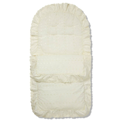 Universal Broderie Anglaise Pushchair Footmuff / Cosy Toes - Fits All Pushchairs / Prams And Buggies
