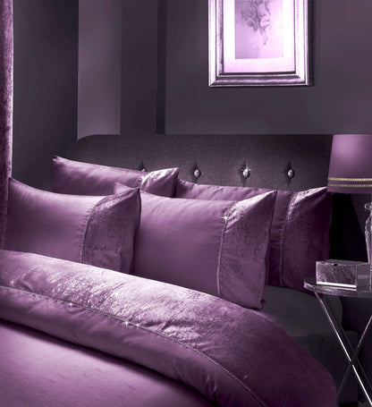 Valentina Ultra-Soft Duvet Set with Crushed Velvet Trim and Diamante Detailing in Double King Super King Sizes OEKO-TEX Certified by OLIVIA ROCCO