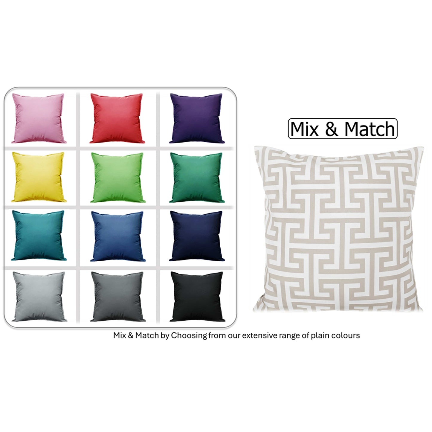 Waterproof Breathable Milano Natural Hollowfibre Filled Cushions 43x43cm for Outdoor Garden Bench Sofa or Indoor Use by OLIVIA ROCCO