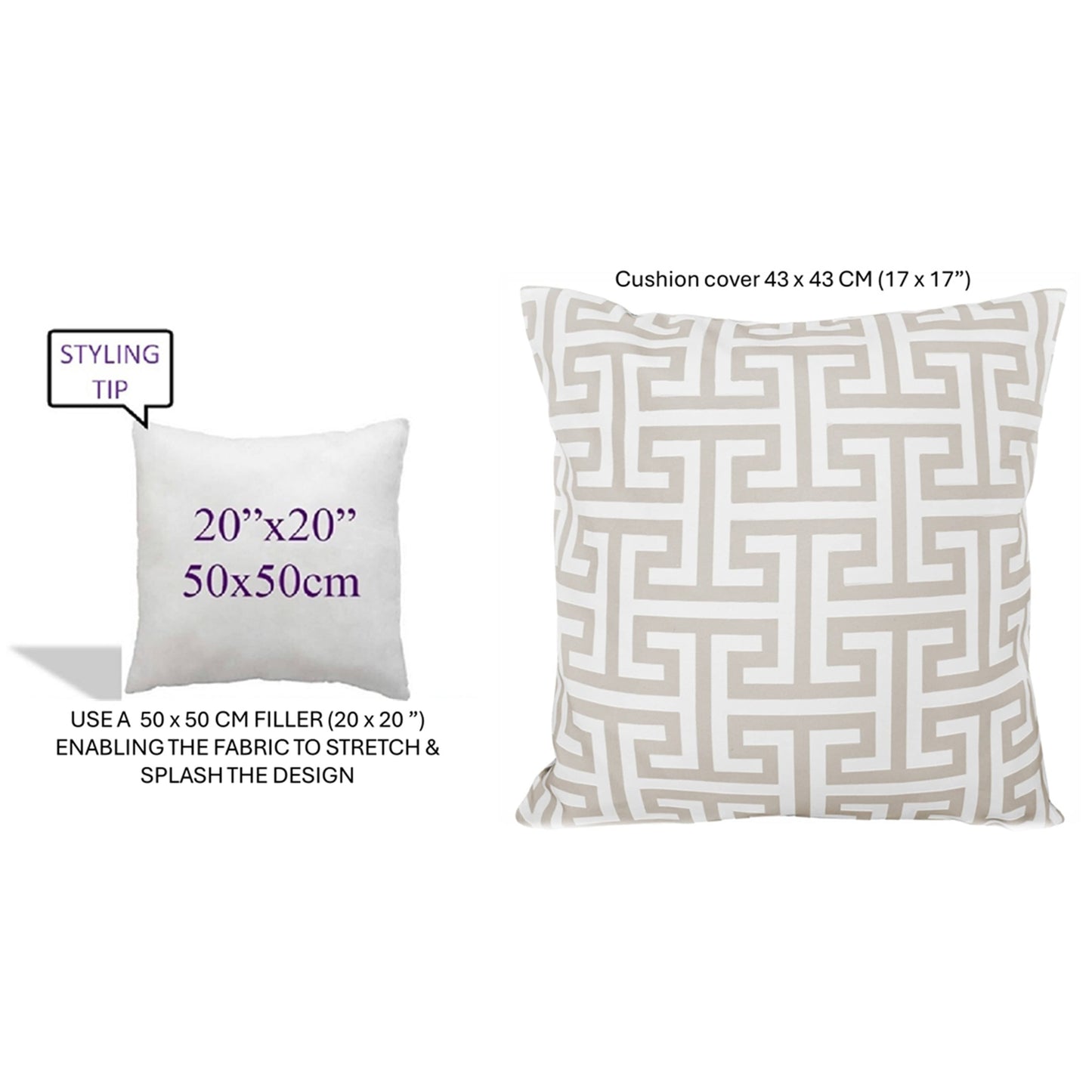 Waterproof Breathable Milano Natural Hollowfibre Filled Cushions 43x43cm for Outdoor Garden Bench Sofa or Indoor Use by OLIVIA ROCCO