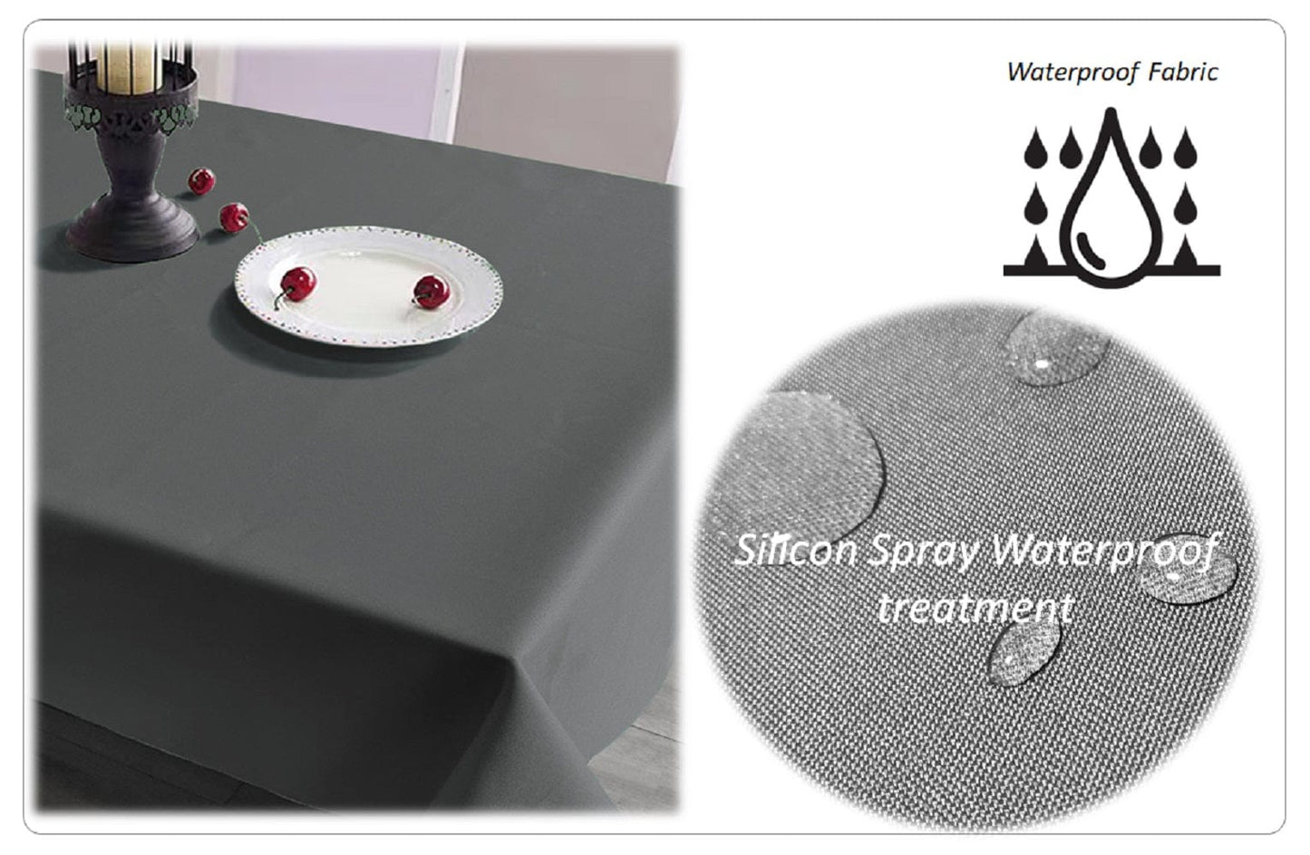 Waterproof Stain Resistant Rectangular Polyester Tablecloth Picnic Mat 145x200cm for Kitchen Dining Indoor Outdoor by OLIVIA ROCCO