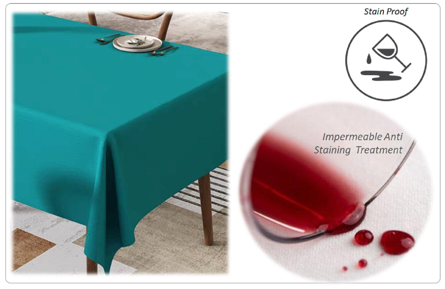 Waterproof Stain Resistant Rectangular Polyester Tablecloth Picnic Mat 145x200cm for Kitchen Dining Indoor Outdoor by OLIVIA ROCCO