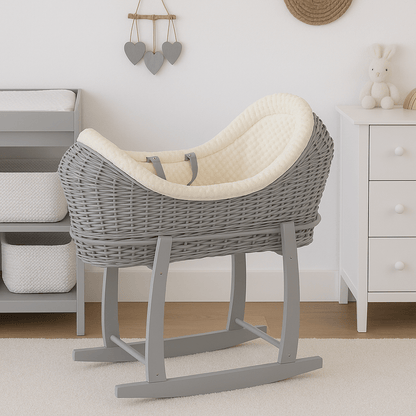Wicker Deluxe Pod Baby Moses Basket With Stand