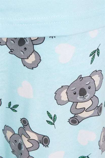 Women's 100% Cotton Koala Bear Pyjama Set Soft Breathable Nightwear PJs with Elasticated Waistband Cute Sleepwear Loungewear Perfect Gift by Daisy Dreamer