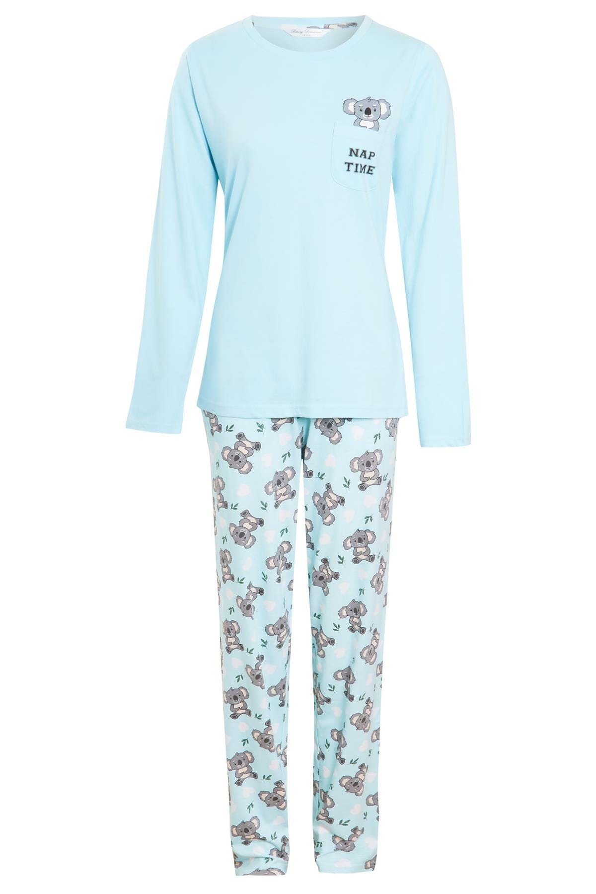 Women's 100% Cotton Koala Bear Pyjama Set Soft Breathable Nightwear PJs with Elasticated Waistband Cute Sleepwear Loungewear Perfect Gift by Daisy Dreamer