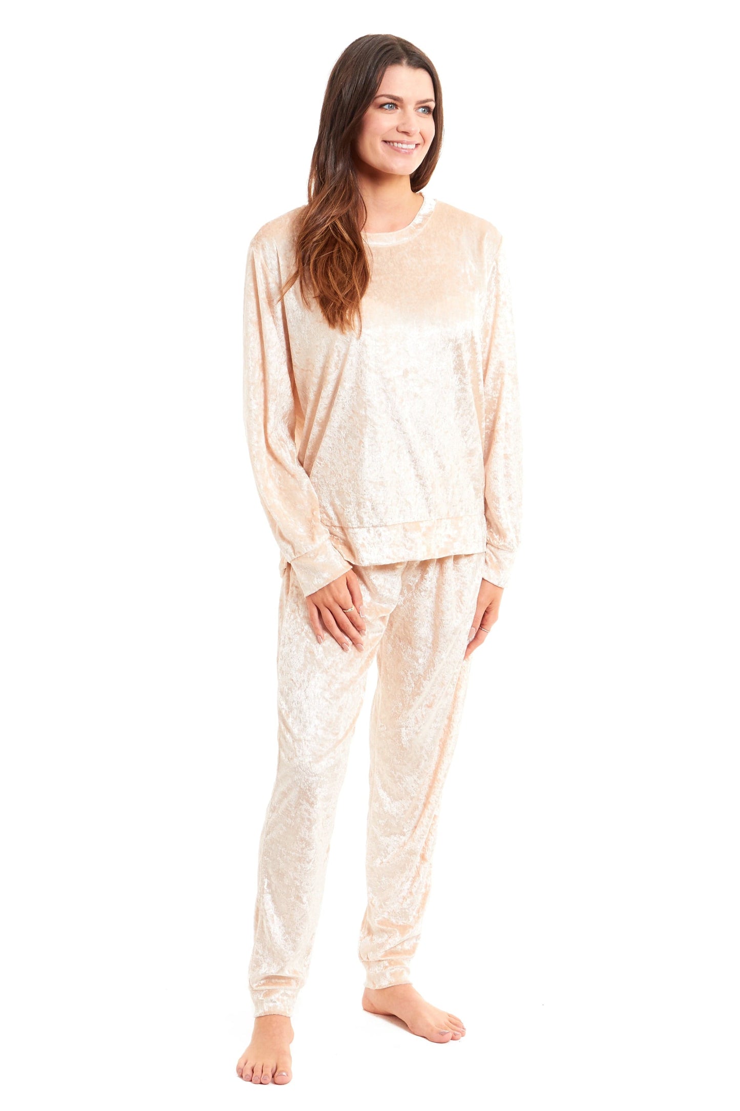 Women's Crushed Velvet Pyjama Set Soft Comfortable Loungewear Top and Pants Perfect Luxurious Nightwear Gift in Multiple Sizes and Elegant Colours by Daisy Dreamer
