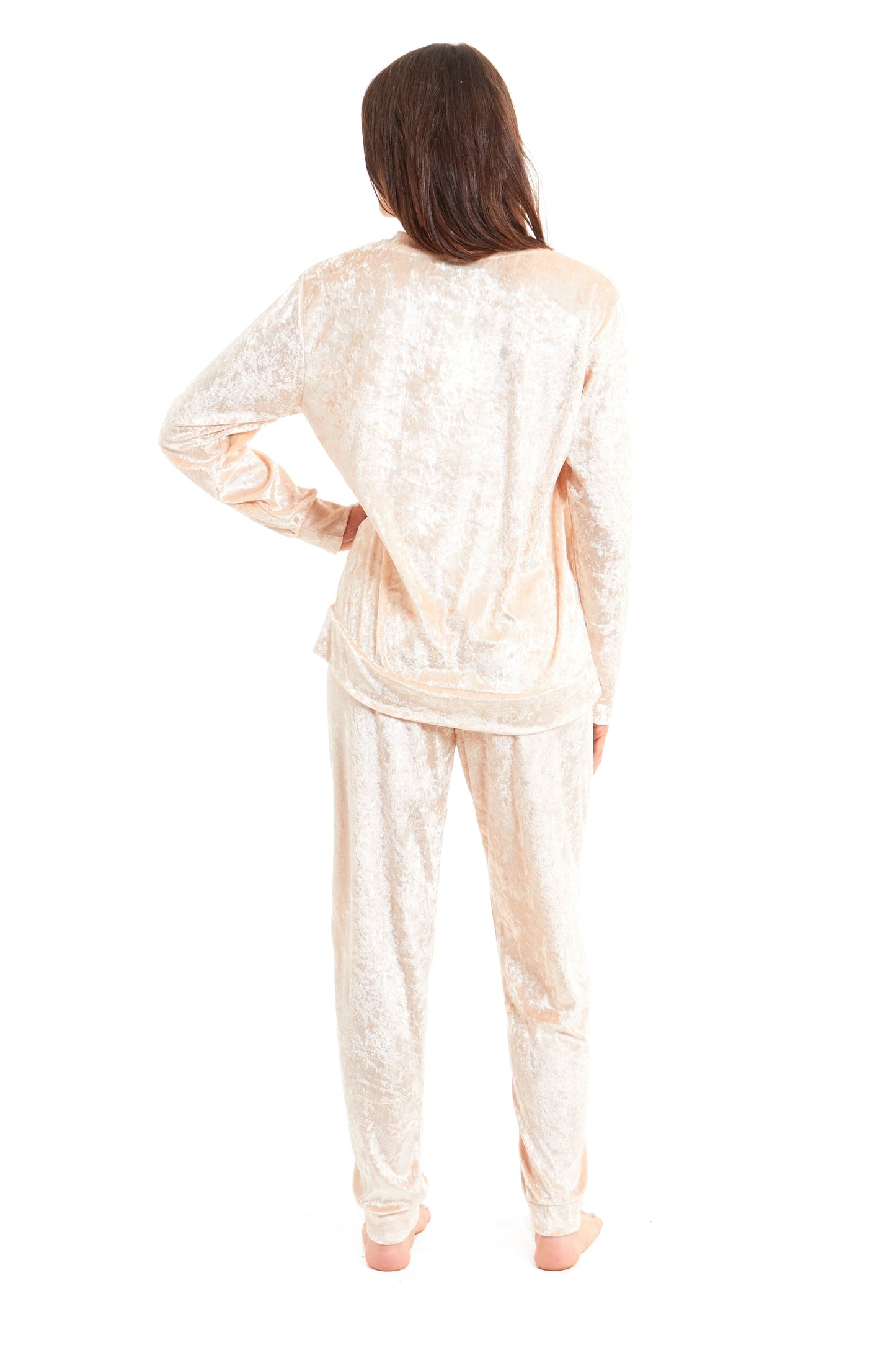 Women's Crushed Velvet Pyjama Set Soft Comfortable Loungewear Top and Pants Perfect Luxurious Nightwear Gift in Multiple Sizes and Elegant Colours by Daisy Dreamer