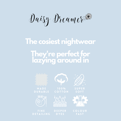 Women's Grey Cotton Pyjama Set with Teddy Bear Design Soft Jersey Long Sleeve Top and Elasticated Bottoms Cosy Breathable Nightwear Loungewear Various Sizes by Daisy Dreamer