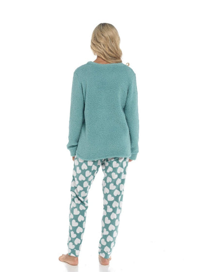 Women's Panda Snuggle Fleece Pyjama Set with Printed Pants Soft and Comfortable Loungewear in Easy Care Fabric Sizes Small to X-Large by Daisy Dreamer