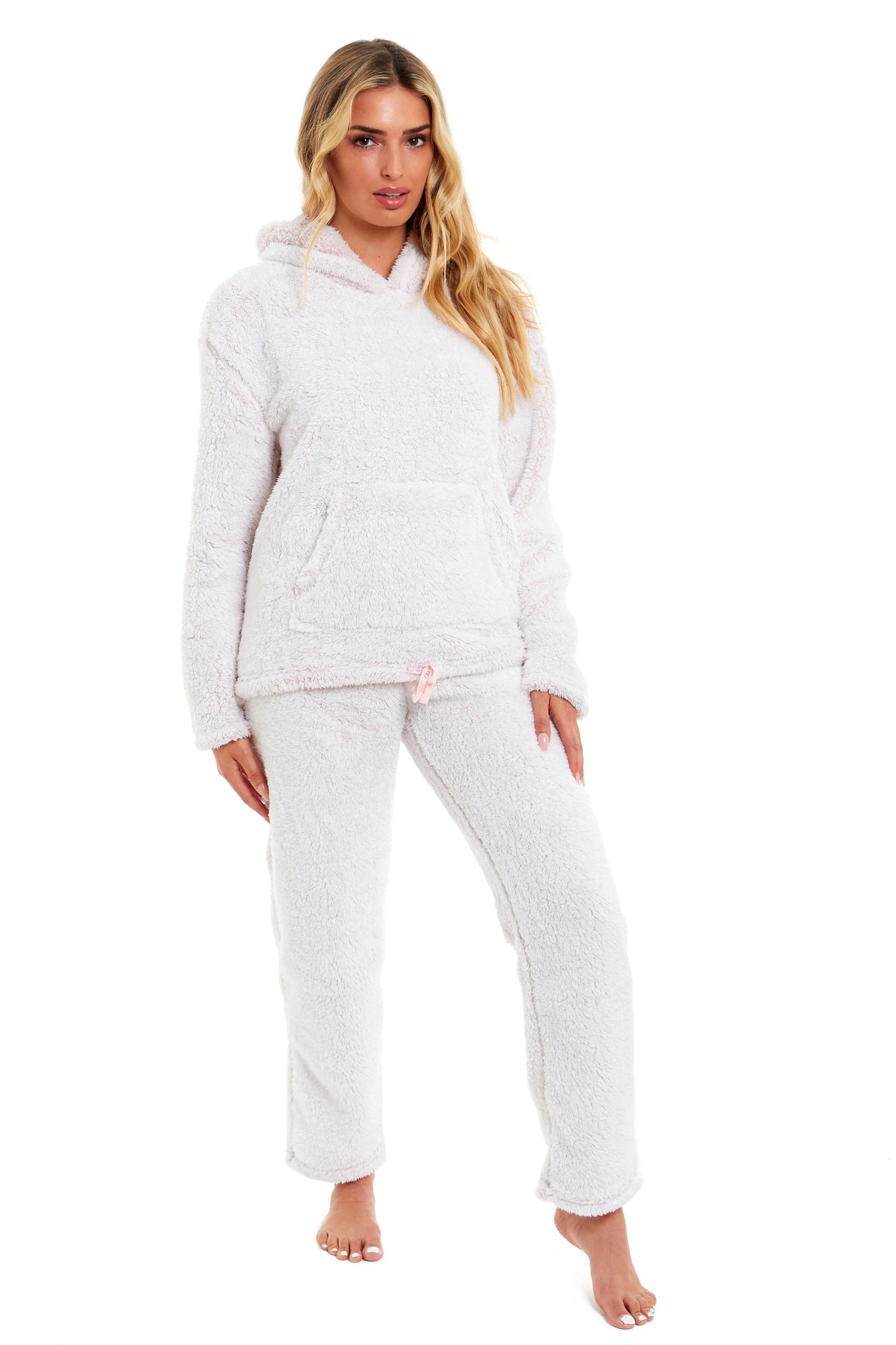 Women's Pink Plush Fleece Hooded Pyjama Set Ultimate Comfort Warmth Ladies Flannel Teddy Nightwear Loungewear Sizes 8-22 Ideal Gift by Daisy Dreamer