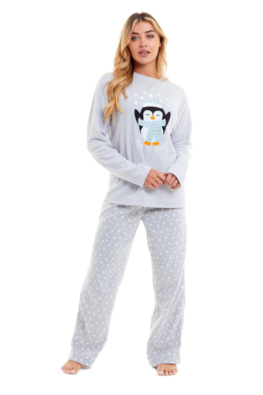 Women's Polar Fleece Penguin Pyjama Set Soft Warm Winter Lounge Wear Boutique Nightwear Ideal Christmas Gift Available in Multiple Sizes by Daisy Dreamer