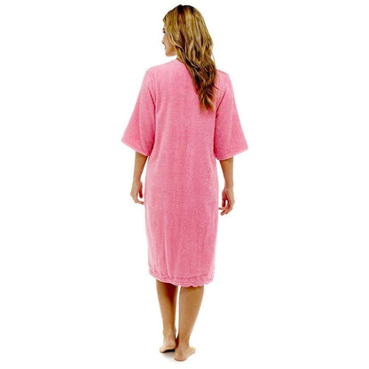 Women's Soft Fluffy Terry Towelling Zip Through Bathrobe 100 Percent Cotton Ultra Absorbent Post-Bath Lounge Wear UK Sizes 8-22 by Daisy Dreamer